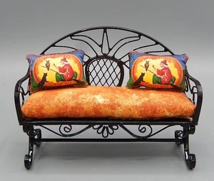 Vintage OOAK Artisan Dressed Halloween Metal Sofa Dollhouse Miniature 1:12 - Picture 1 of 11