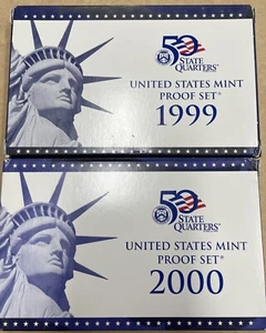 1999 & 2000 US Mint Proof Set Lot of 2 - Picture 1 of 5