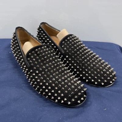 Christian Louboutin Mocasines Para Hombres Rollerboy Picos Terciopelo Plano Negro Talla 9.5 Foto 1 de 4