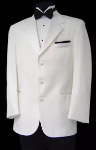 Men's White Tuxedo Dinner Jacket DJ Wedding Groom Prom Mason Cruise Formal USA - Picture 1 of 2