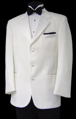 Men's White Tuxedo Dinner Jacket DJ Wedding Groom Prom Mason Cruise Formal USA - Image 1 of 2