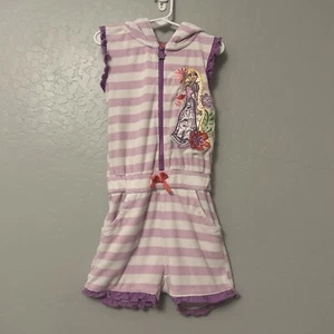Disney Rapunzel purple and white striped shorts romper terry swim cover up 5/6 - Picture 1 of 20