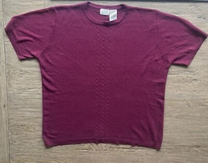 Kathie Lee Pullover Sweater Womens XL Maroon Crew Neck Short Sleeve Casual Top - Picture 1 of 4