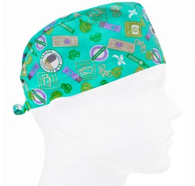 Scrub cap men, surgical hat, nurse cap, scrub hats, England labels turquoise - Image 1 of 3
