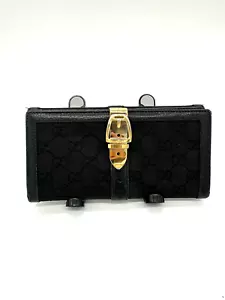 Gucci GG Canvas Leather Long Wallet Black Authentic - Picture 1 of 16