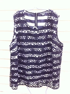 BASQUE BLACK/WHITE STRIPED LACE OVER TOP SIZE: 22 NWOT RRP:$119.95 - Picture 1 of 4