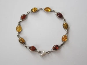 Armband Silber Bernstein Cabochon Honig Cognac 5,9 g/18 cm - Bild 1 von 6