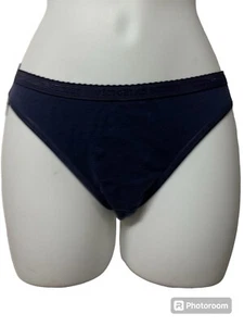 BRAGAS DE BIKINI VICTORIA'S SECRET VINTAGE FIRMA BANDA BRIEF talla M AZUL MARINO - Imagen 1 de 8
