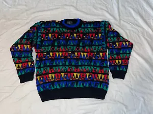 AUTENTICO VINTAGE COOGI AUSTRALIA MULTICOLORE 100% PURA LANA MEDIA VIBRANTE RARO - Foto 1 di 9
