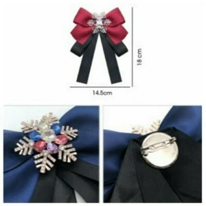 Damen Fliege Satin Schneeflocken Kristall Pin Krawatte Party Anzeigen Zubehör - Bild 1 von 9
