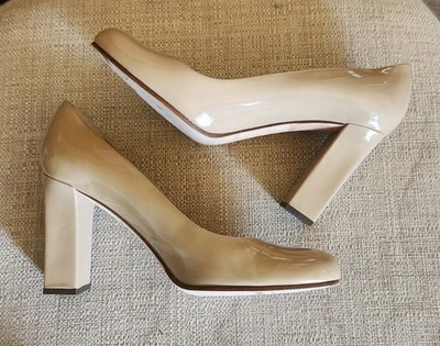 Zapatos de salón KATE SPADE NEW YORK KRISTEN 6,5B charol desnudo tacón bloque en muy buen estado Foto 1 de 4