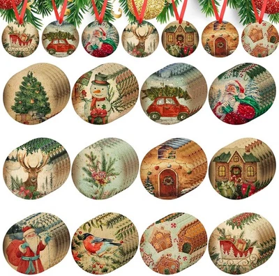60 шт. винтажные рождественские ярлыки веселые этикетки со струнами дюймы, красные  - Изображение 1 из 4