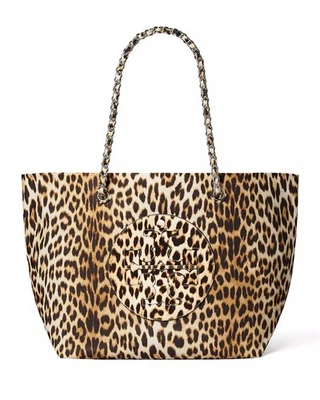 Tory Burch Ella Animal Print Chain Tote Bag Cheetah Leopard - Image 1 of 4