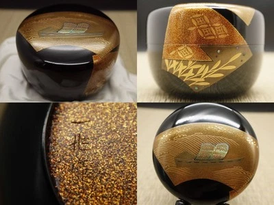 Japón WAJIMA Laca Madera Natsume Tea Caddy Shibafune por Ichigo Ittsucho (623) Foto 1 de 4