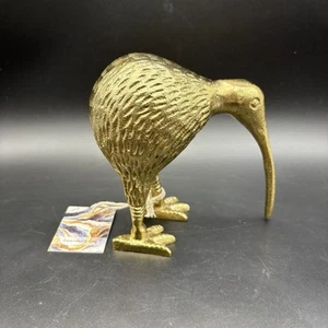 Moderne goldfarbene Metallfigur Kiwi Vogel Dekor 5 Zoll groß Indien süß! - Bild 1 von 6