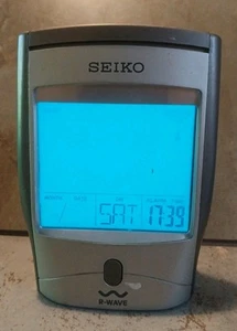 SEIKO R-WAVE Atomic Alarm Clock Silver QHR00IS Radio Controlled Time Calendar - Picture 1 of 3