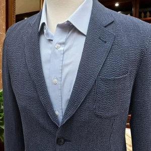 Giorgio Armani Black Label Blazer 52it Full Canvas Uptown Cotton Wool Plisse - Picture 1 of 24
