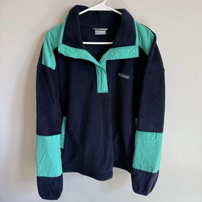 Columbia Feminino XXL Gola Lã Azul Marinho e Azul Marinho Colorblock com Bolsos Leia - Imagem 1 de 4