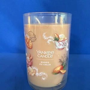 Yankee Candle Mango Ice Cream Large Tumbler 20oz Tumbler 2 Wick Orange/Peach - Picture 1 of 9