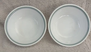 Vintage Corelle Rosemarie 6.25" White w/Green&Blue Cereal/Soup Bowls Set Of 2 - Picture 1 of 4