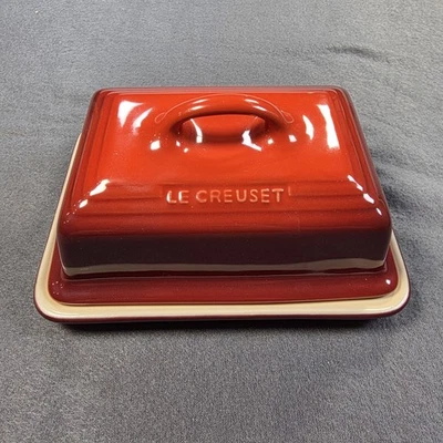 Le Creuset European Style *Cerise* Butter Dish With Lid 5x3.5 Red  - Image 1 of 4