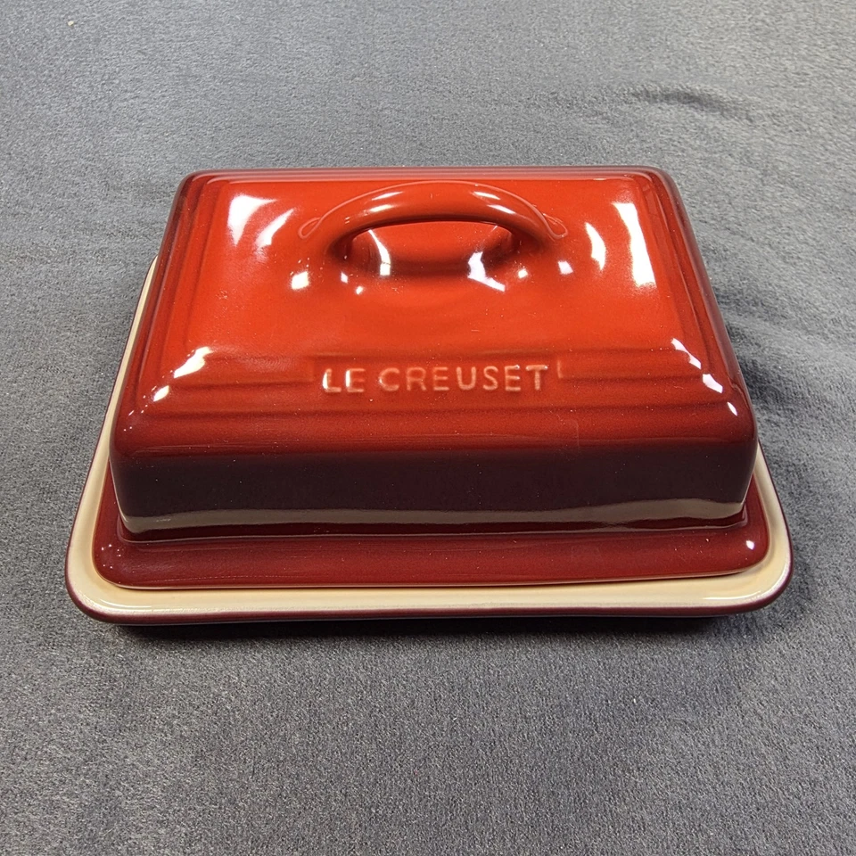 Le Creuset European Style *Cerise* Butter Dish With Lid 5x3.5 Red  - Image 1 of 4
