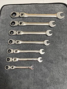 Juego de llaves combinadas de trinquete de cabeza flexible de bloqueo SAE Craftsman de 7 piezas. - Imagen 1 de 6