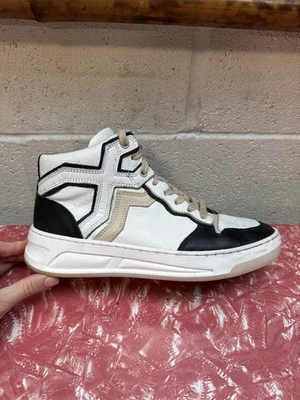 WOMENS BRONX LEATHER HIGH TOP TRAINERS UK 6 EU 39 OLD COSMO SPLIT PATTERN — 第 1/4 张图片