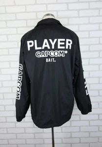 BAIT x Street Fighter Capcom Player Jacket XL Black Nylon Snap Coach 30 annivers - Picture 1 of 16