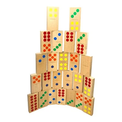 Vtg 24 Set of Playskool Jumbo Wooden Dominoes Multicolored Incomplete 3.75"x2" - Image 1 of 4