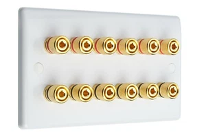 Altavoz de pared AV de audio Slimline blanco 6.0 dorado 12 postes de unión - Imagen 1 de 6