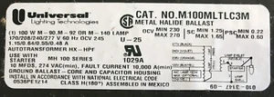 Universal lighting M100MLTLC3M Metal Halide Ballast Transformer 120/208/240/277v - Picture 1 of 6