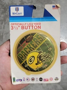 Vintage 1990s Green Bay Packers NFL Pin Pinback 3.5" Button NOS In Package - Picture 1 of 2