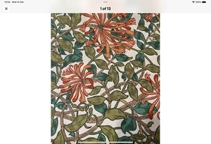 WILLIAM MORRIS CURTAIN FABRIC DESIGN "Honeysuckle" 1.42 METRES SUMMER LINENBLEND - Picture 1 of 8