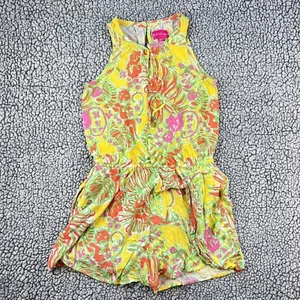 Lilly Pulitzer for Target Romper Happy Place Yellow Floral Small Cute S Pockets - Picture 1 of 7