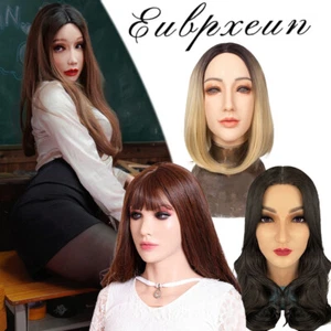 Eubpxeun Silicone Female Mask Headwear Headgear Full Head Cover For Crossdresser - Picture 1 of 24