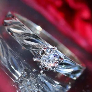 10k white gold engagement ring 0.06ct HSI1 diamond solitaire sz 5 handmade 1.4gr - Picture 1 of 12