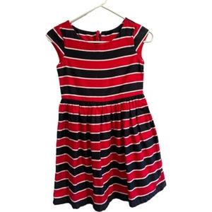 Gap Girls 100% Cotton Lined Summer Dress Size Large 10 Red & Black Stripe Zipper - Picture 1 of 21