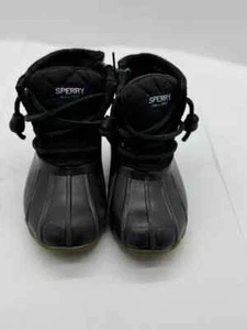 SPERRY Size 7 Saltwater Toddler Girls Duck Boots Quilted Top Blk Zip PRE-OWNED - Picture 1 of 5