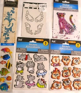 FUNNY ANIMALS AND GLITZ! MIXED LOT OF 6 PACKS 32 STICKERS - Picture 1 of 1