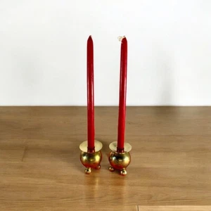 Bougeoirs laiton Gusum Suède 1980 x2 vintage - Picture 1 of 11