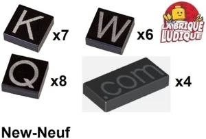 LEGO Bundle Tile Decorated Letter Silver 1x1 K Q W 1x2 .com Black/Black New - Picture 1 of 1