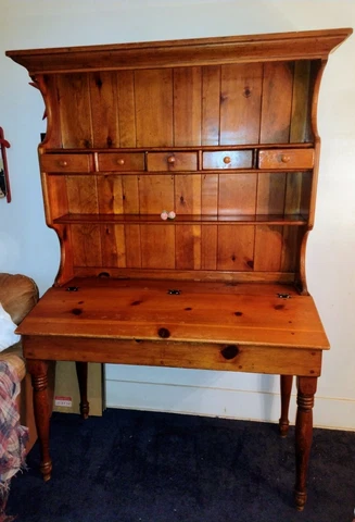 18TH C ANTIQUE FEDERAL PERIOD VIRGINIA PINEWOOD LIFT TOP WRITING DESK WITH HUTCH Cover