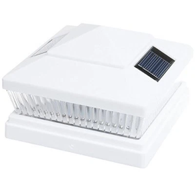 2-Pk White Solar LED Cap Light For 4"x4"/5"x5"/6"x6" Wood/PVC/Vinyl Fence Post - Image 1 of 4