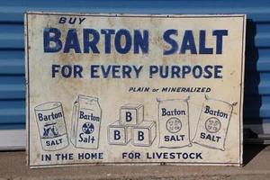 BARTON SALT 1950's DEALER STORE SIGN ADVERTISING - Picture 1 of 2