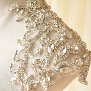 Spiegel Paar Strass Schultern Applikation Brautkleid Perlen Kristall Patch - Bild 1 von 5