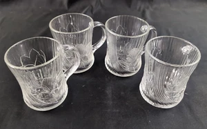 (Set of 4) Vintage Arcoroc Canterbury Crocus Glass Coffee /Tea Cups France - Picture 1 of 5