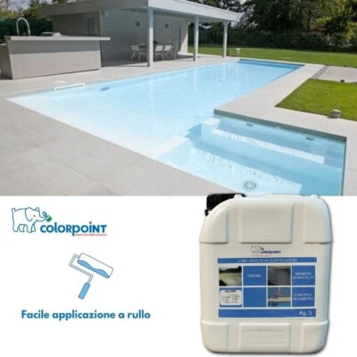 SMALTO VERNICE PITTURA PER PISCINA PISCINE AL CLOROCAUCCIU BIANCO 5 KG - Immagine 1 di 4