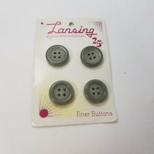Vintage Lansing Four Hole Button NOS Green Gray Lot of 4 Olive Embossed