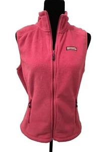 Vineyard Vines Fleece Vest Pink Women’s Size M Full Zip Pockets Logo - Picture 1 of 8